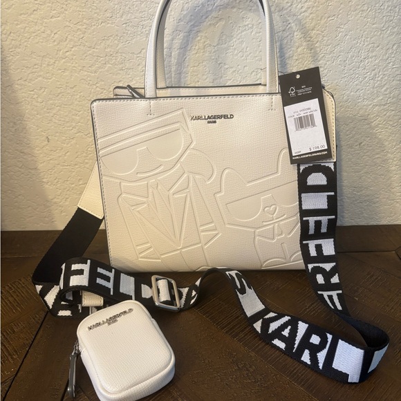 Karl Lagerfeld Handbags - Karl Lagerfeld White Embossed Satchel